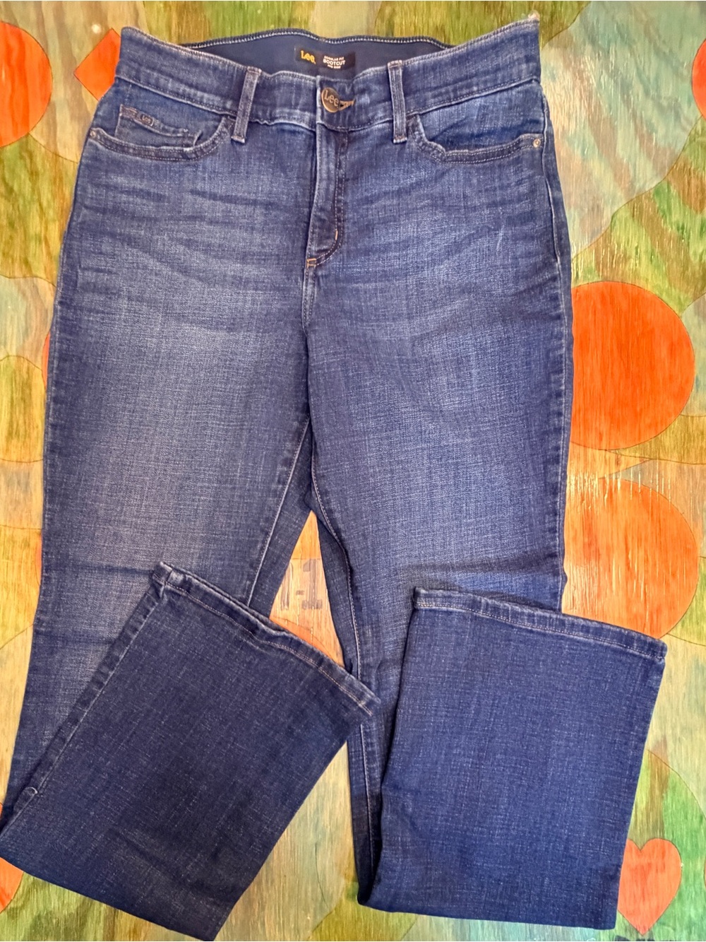 Lee Bootcut Jeans Size 10 Med Flex Motion Mid Rise Dark Wash Stretch Denim Women